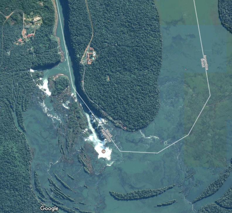 Vue satelite du site des chutes d'Iguaçu.